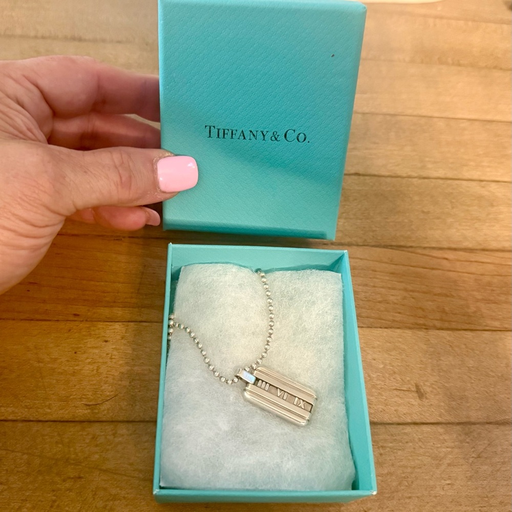 Tiffany & Co. Vintage Atlas Dog Tag Pendant in .925 Sterling Silver Necklace - Picture 3 of 12
